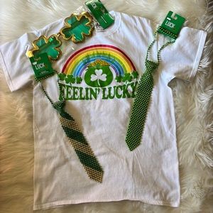 Luck 🍀 of the Irish shirt Medium with sunglasses and two beaded ties💚💚💚